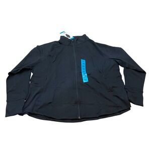 Jockey Tulip Hem Yoga Jacket Black Salt Full Zip Athletic Top Size 2X